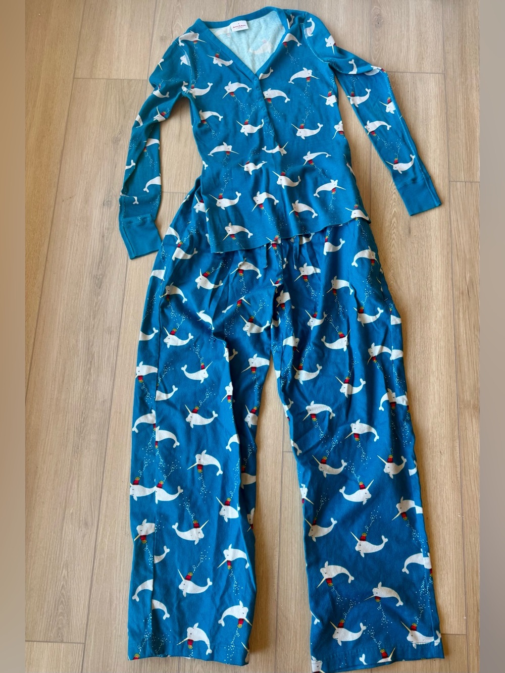 Hanna Andersson Narwhal Pajama Set Women’s Top S Pants M